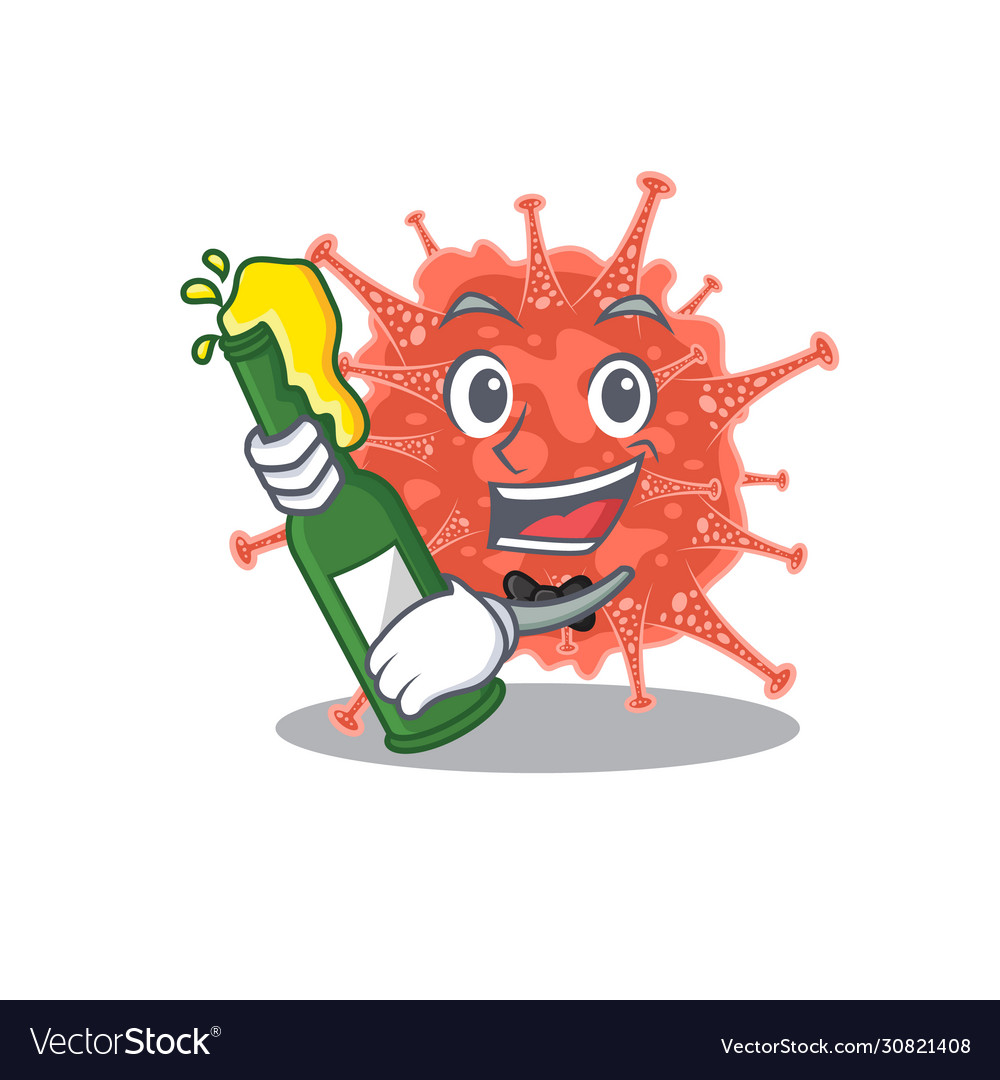 Orthocoronavirinae with bottle beer mascot cartoon