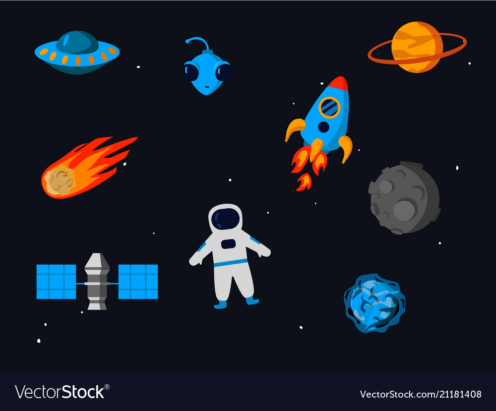 outer-space-related-objects-set-isolated-on-starry