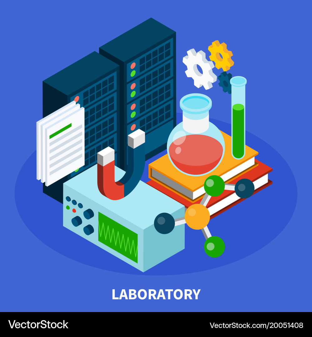 Science isometric concept Royalty Free Vector Image