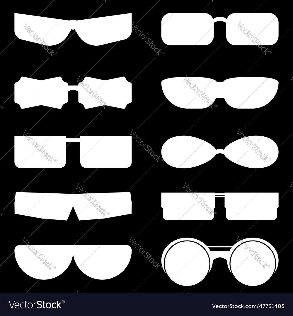 Set of white silhouettes of glasses Royalty Free Vector