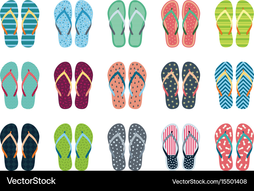 Summer flip flops set Royalty Free Vector Image