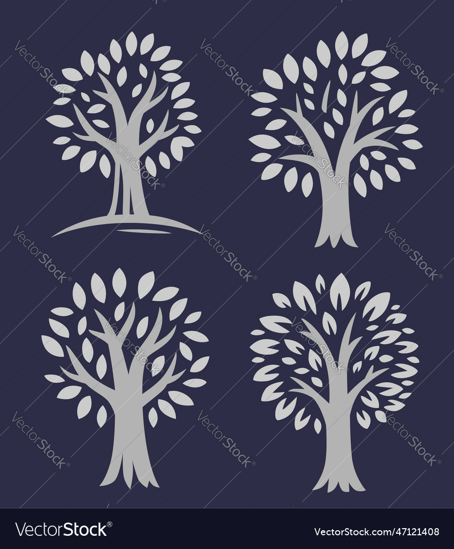 Tree logo template set on dark background Vector Image