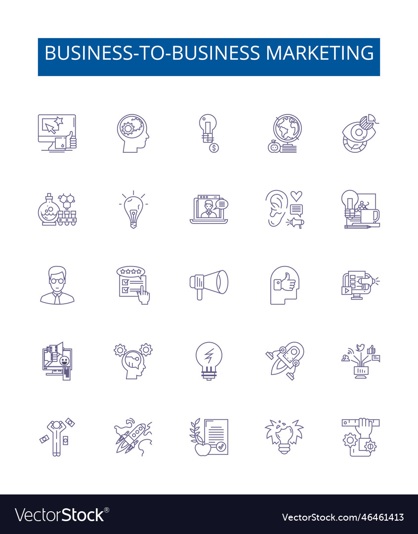 Business-to-business Marketing Line Icons Signs Vector Image