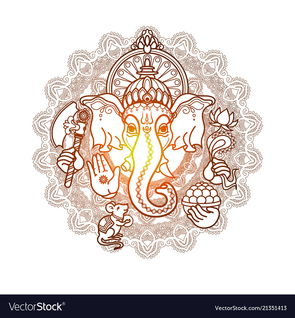 Hindu god ganesha hand drawn tribal style Vector Image