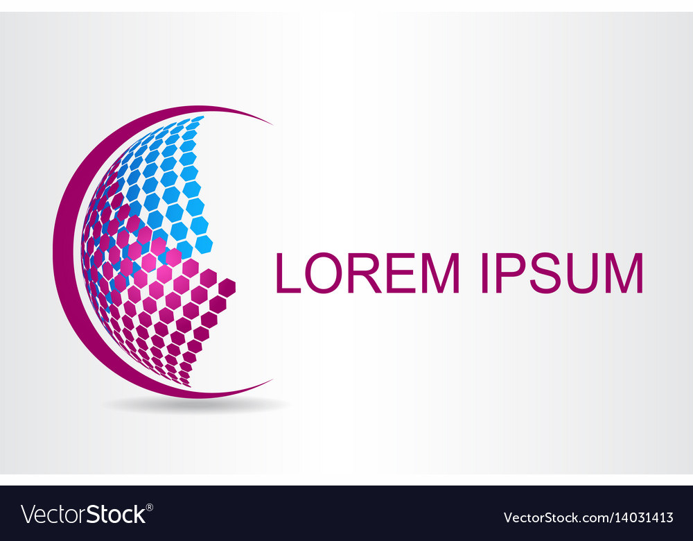 Logo stylized spherical surface with abstract Vector Image