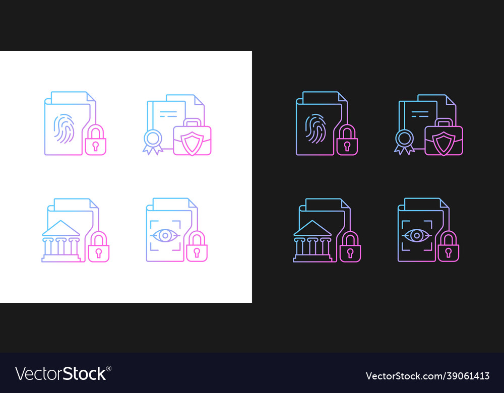Personal Sensitive Data Gradient Icons Set Vector Image Personal Sensitive Data Gradient Icons Set Vector Image