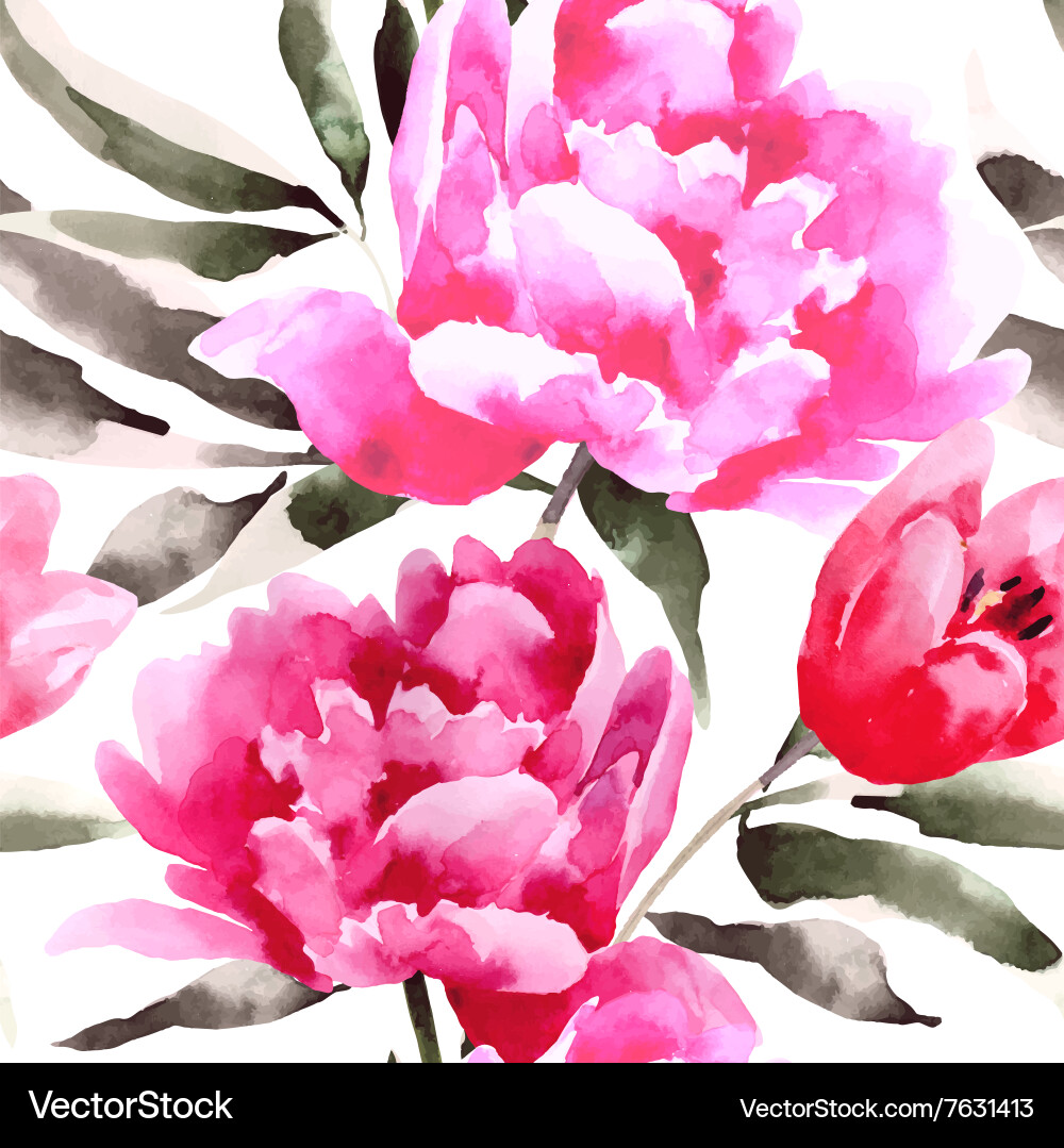 Seamless floral pattern with peonies Royalty Free Vector
