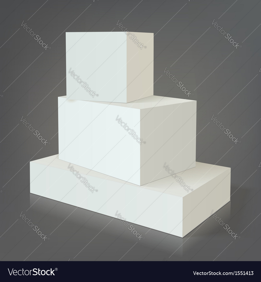 Three white empty box template without texture on Vector Image