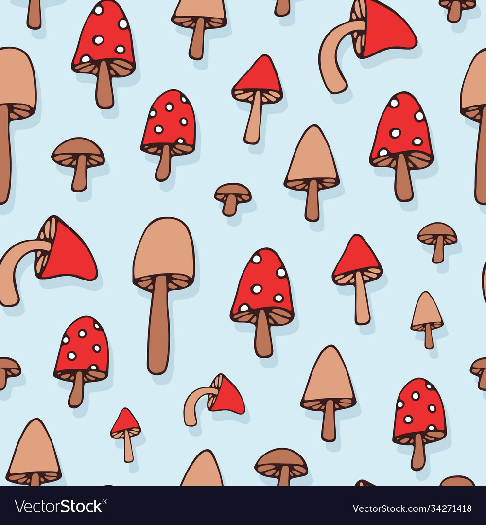 Autumn background bright mushroom seamless pattern