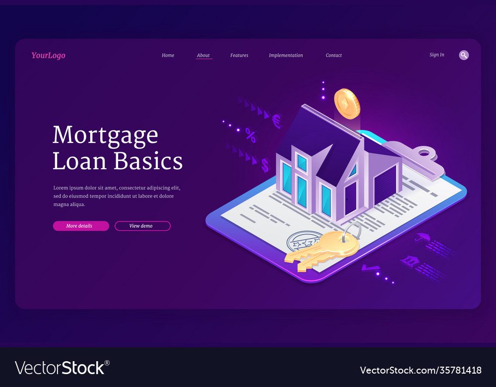 Banner mortgage loan basics Royalty Free Vector Image