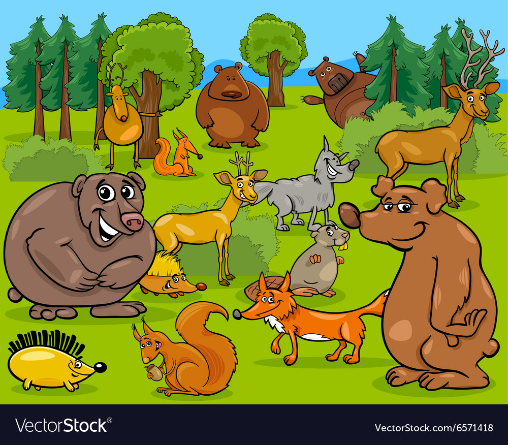 Forest animals cartoon Royalty Free Vector Image