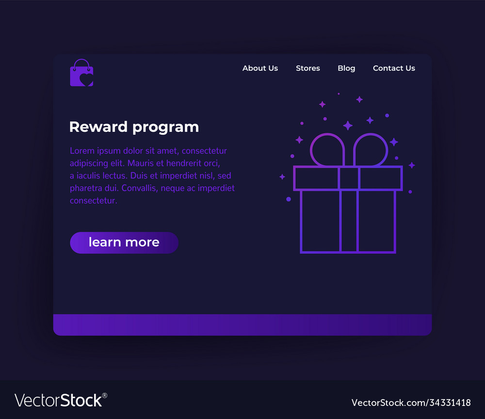 Reward program website template Royalty Free Vector Image