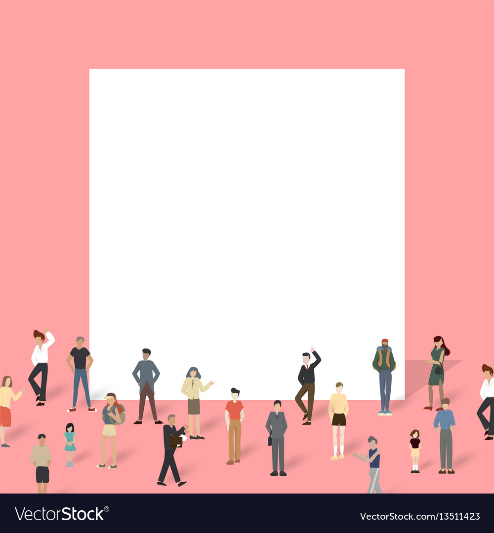 Group of people with big board Royalty Free Vector Image