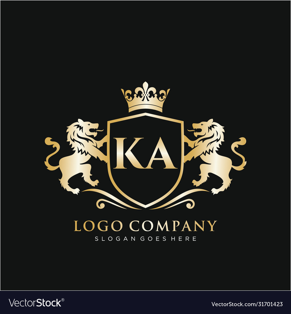 Ka letter initial with lion royal logo template Vector Image