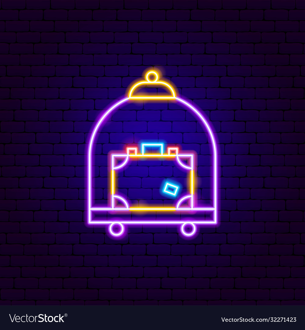 Luggage transportation neon sign Royalty Free Vector Image