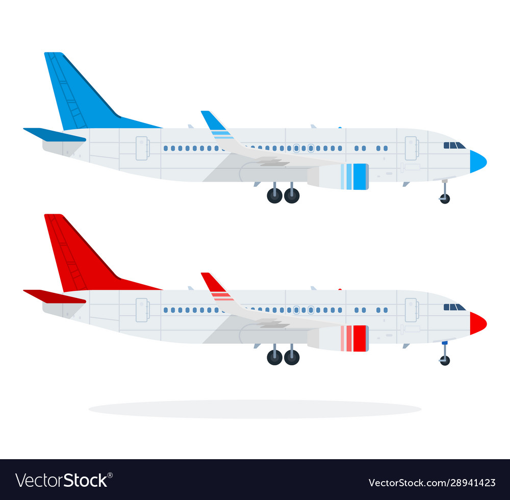 Passenger airliners flat material design isolated Vector Image