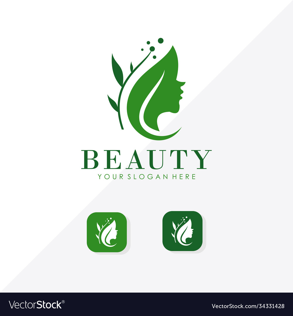 Beauty face logo with icon app Royalty Free Vector Image