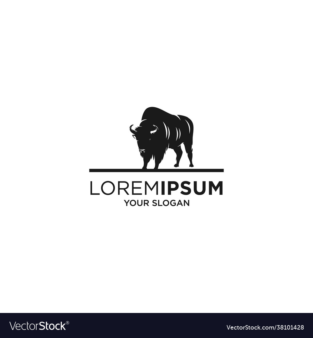 Black byson animal silhouette logo Royalty Free Vector Image