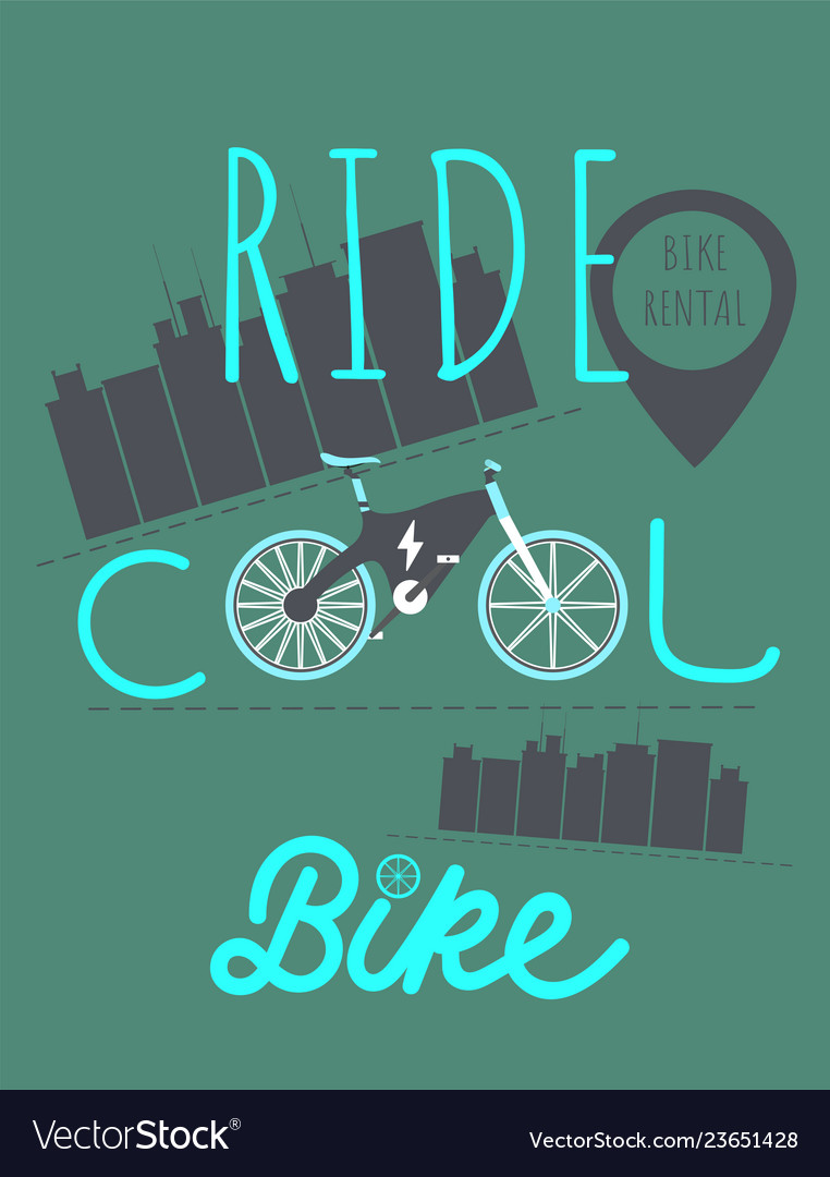 Poster with rent and rental electric bike e-bike Vector Image