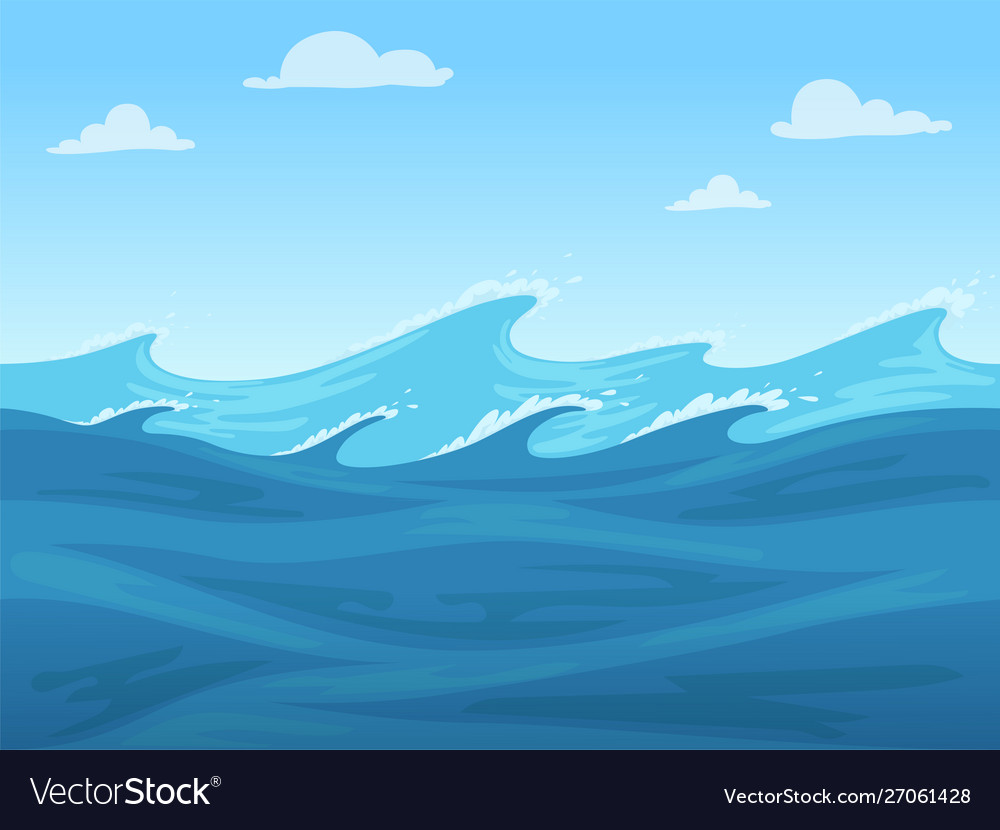 Sea seamless game blue liquid surface ocean or Vector Image