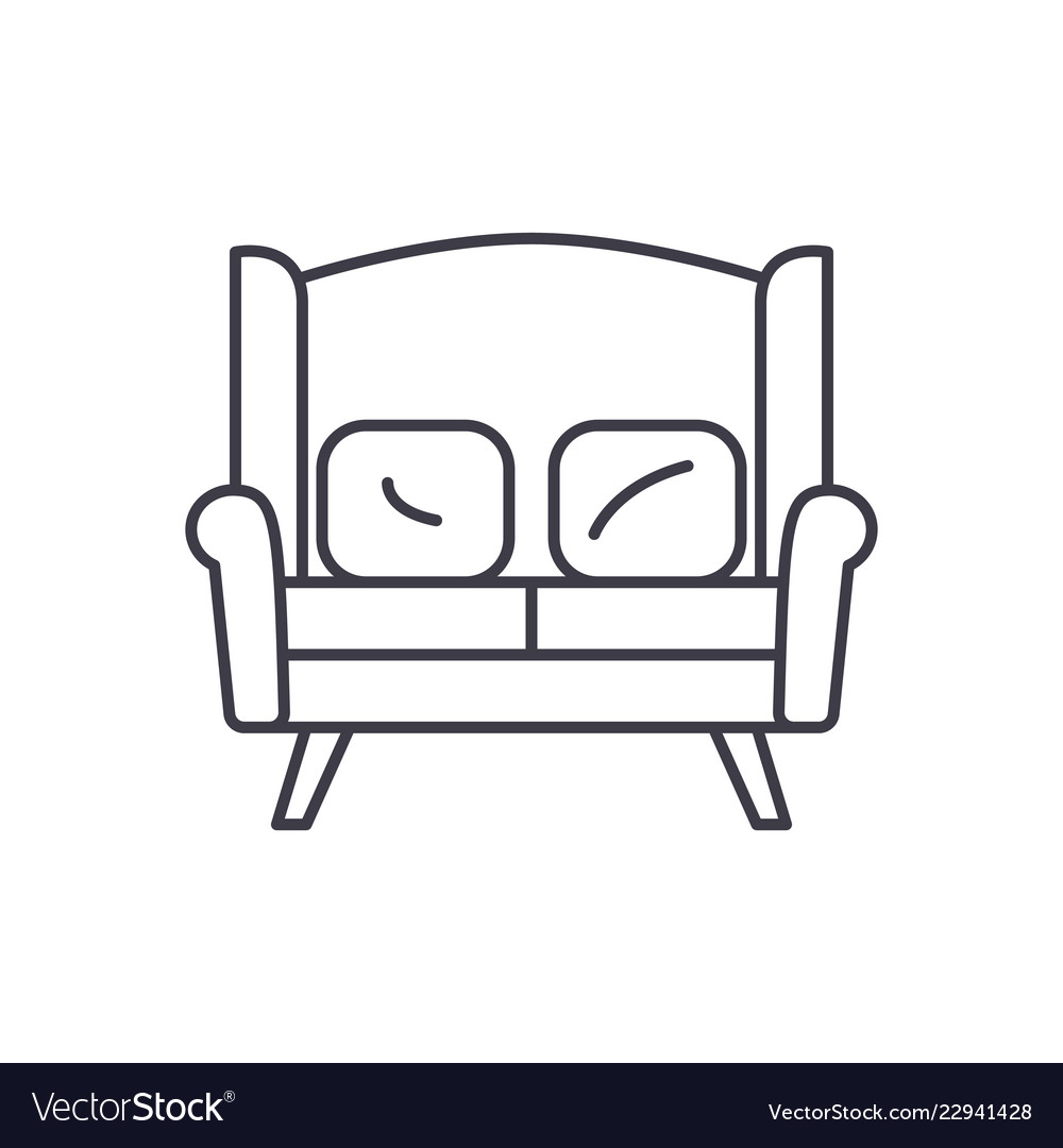 Sofa For Two Line Icon Concept Vector Image
