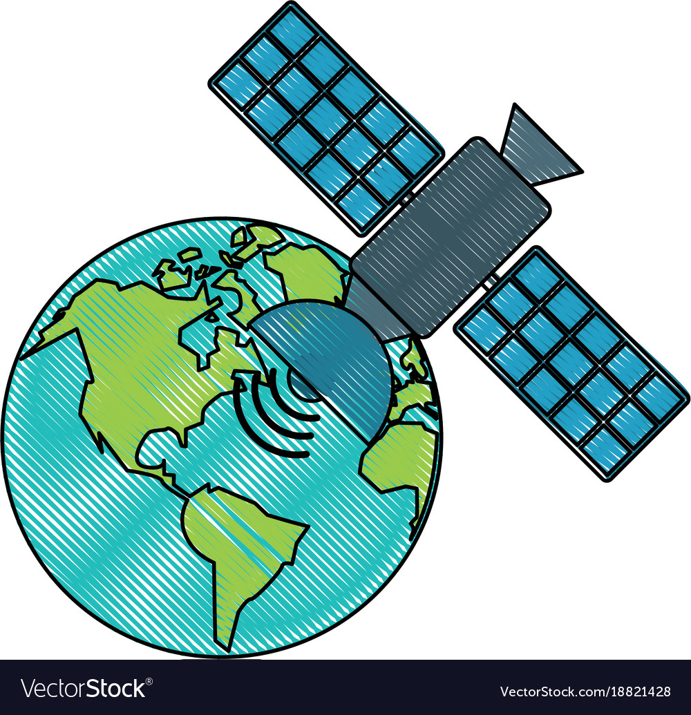 Space satellite around world Royalty Free Vector Image