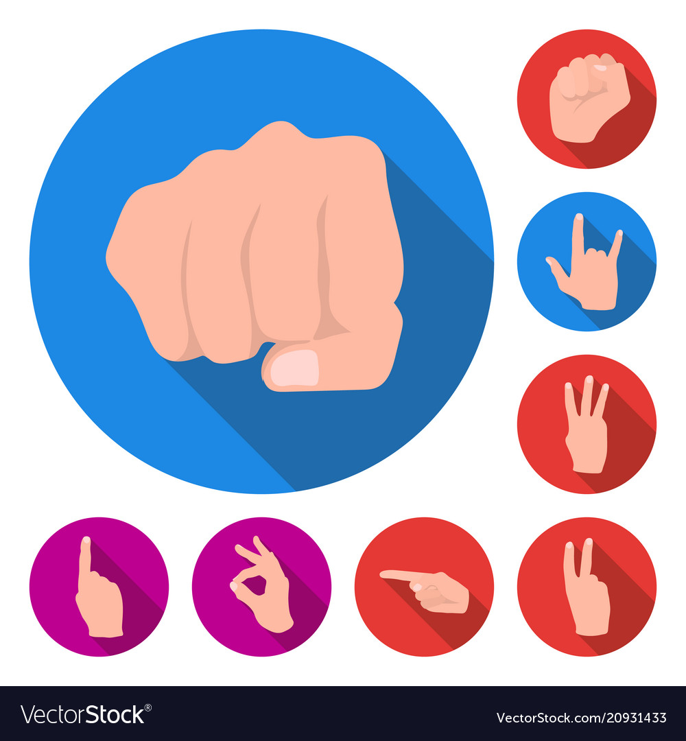 Hand gesture flat icons in set collection Vector Image