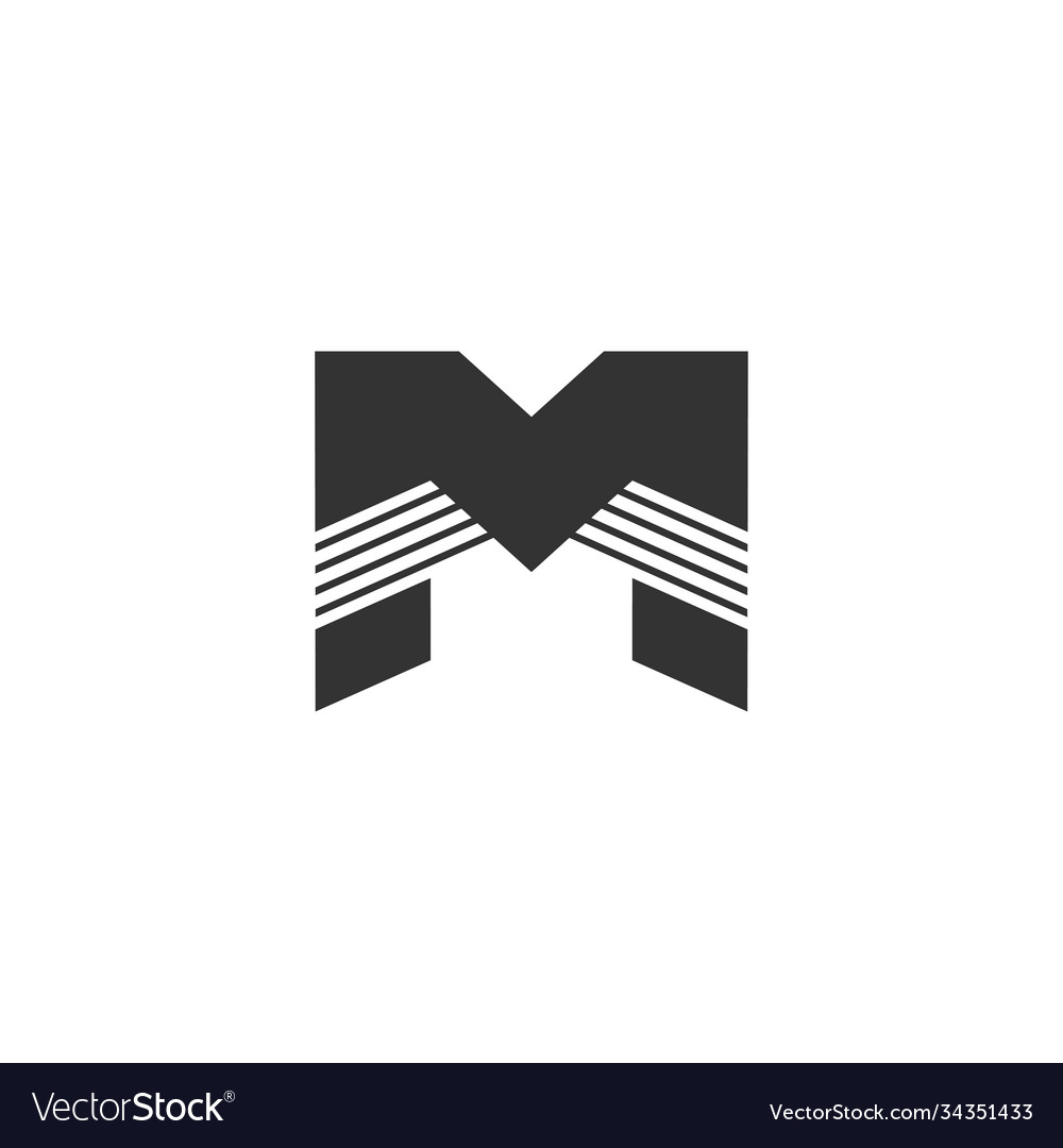 Letter m stripes geometric logo Royalty Free Vector Image