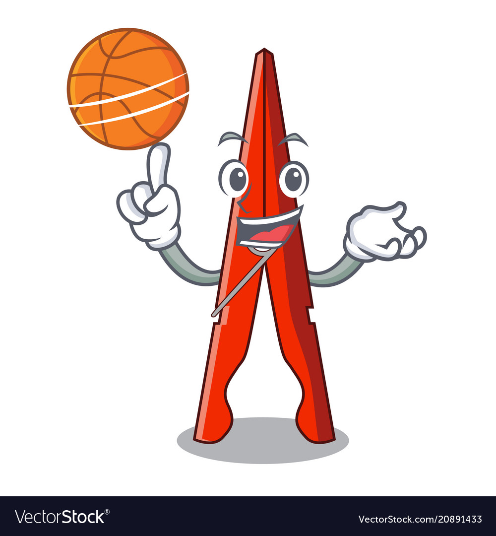 With basketball clothes peg character cartoon Vector Image