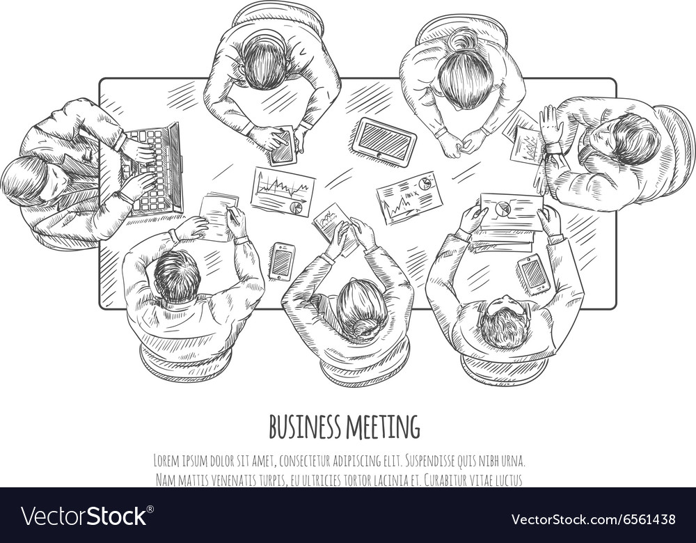 Business Meeting Sketch Royalty Free Vector Image Business Meeting Sketch Royalty Free Vector Image