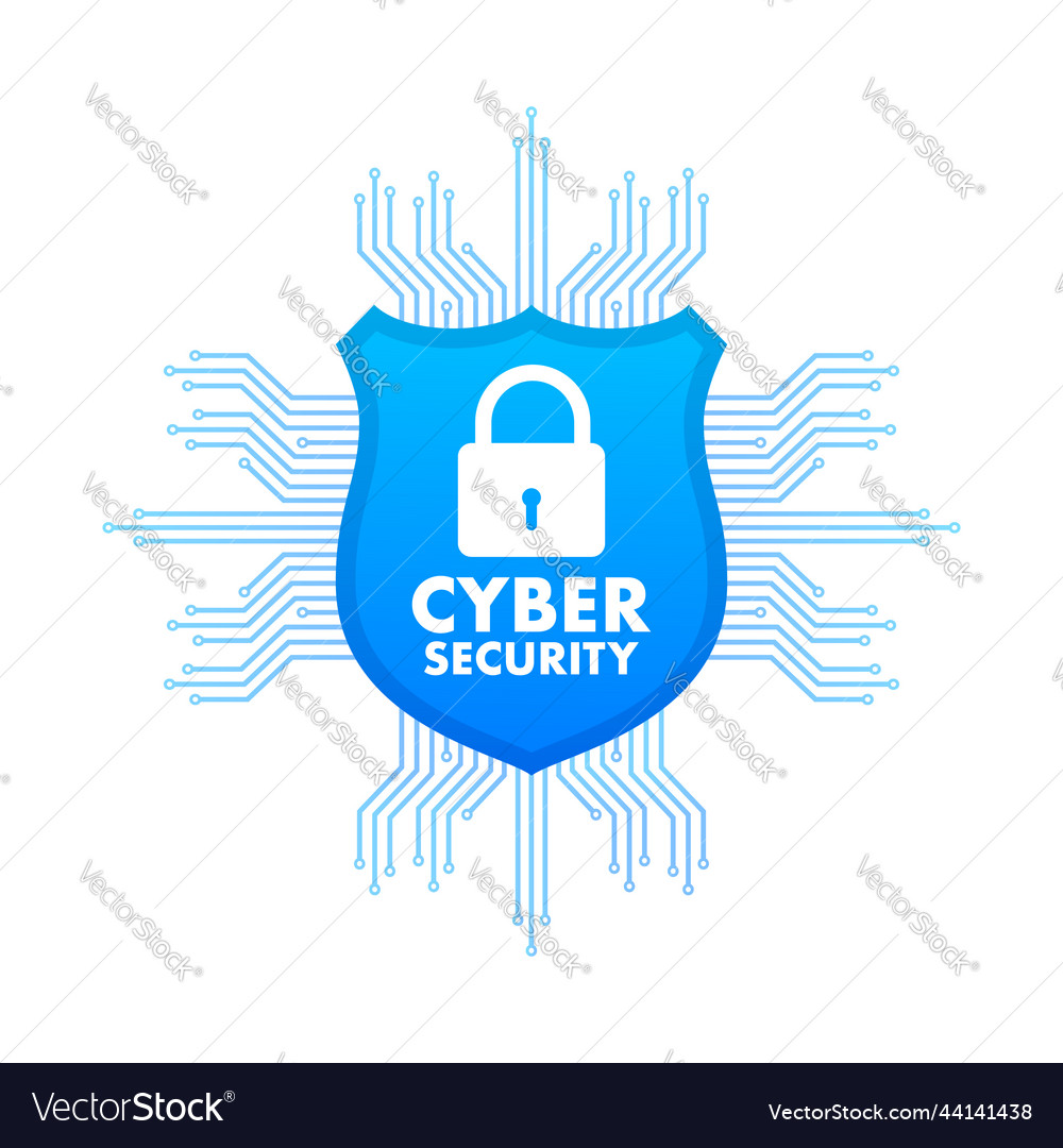 Cyber Security Logo With Shield And Check Vector Image