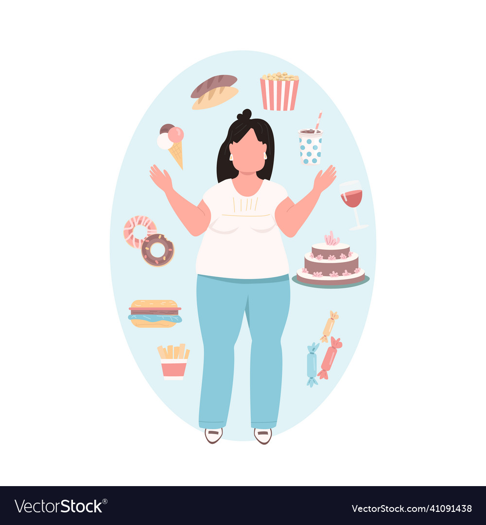 Overweight woman flat color faceless character Vector Image