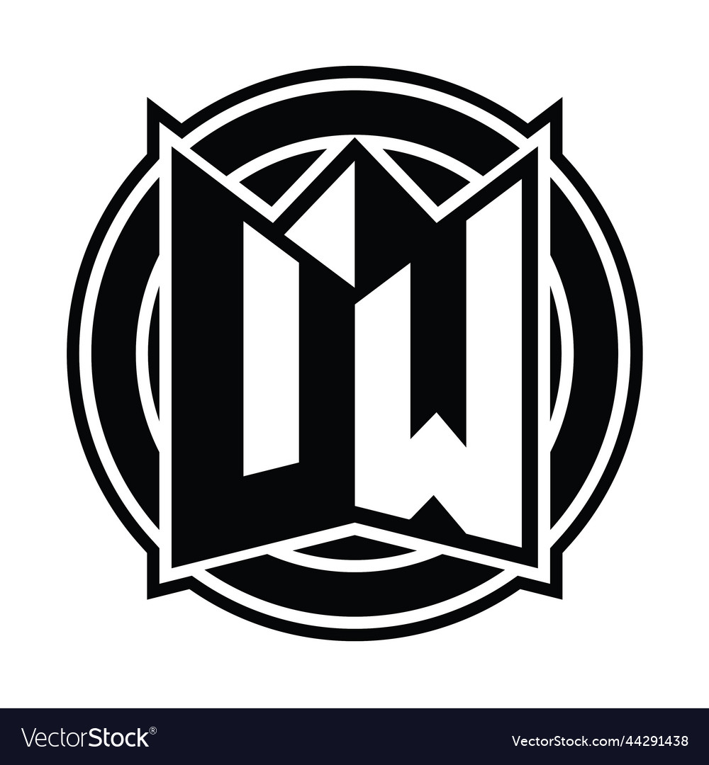 Uw Logo Monogram Circle Rounded Design Royalty Free Vector