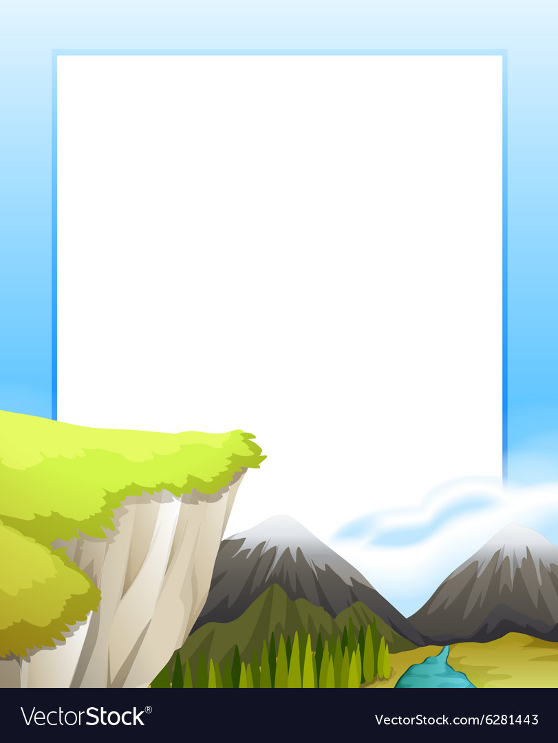 Border design with mountains view Royalty Free Vector Image