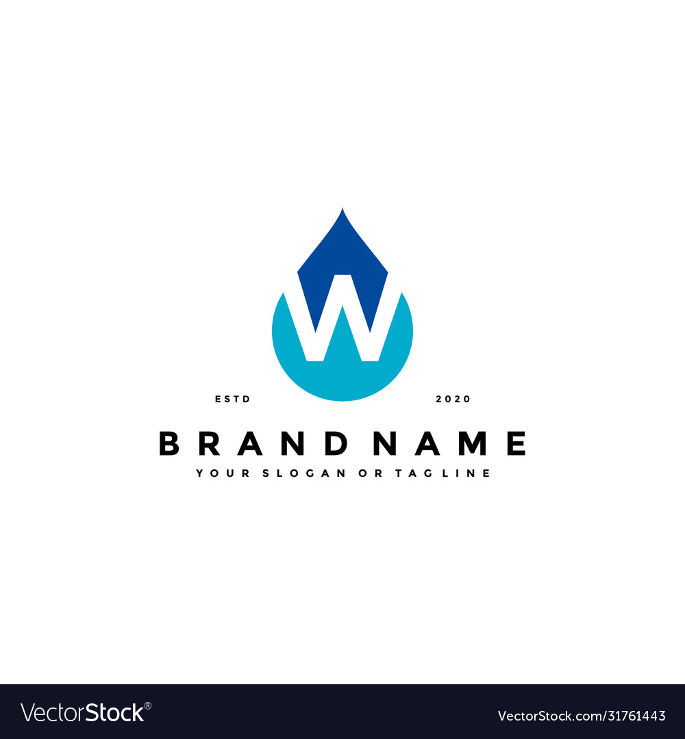 Letter w water drop logo design Royalty Free Vector Image