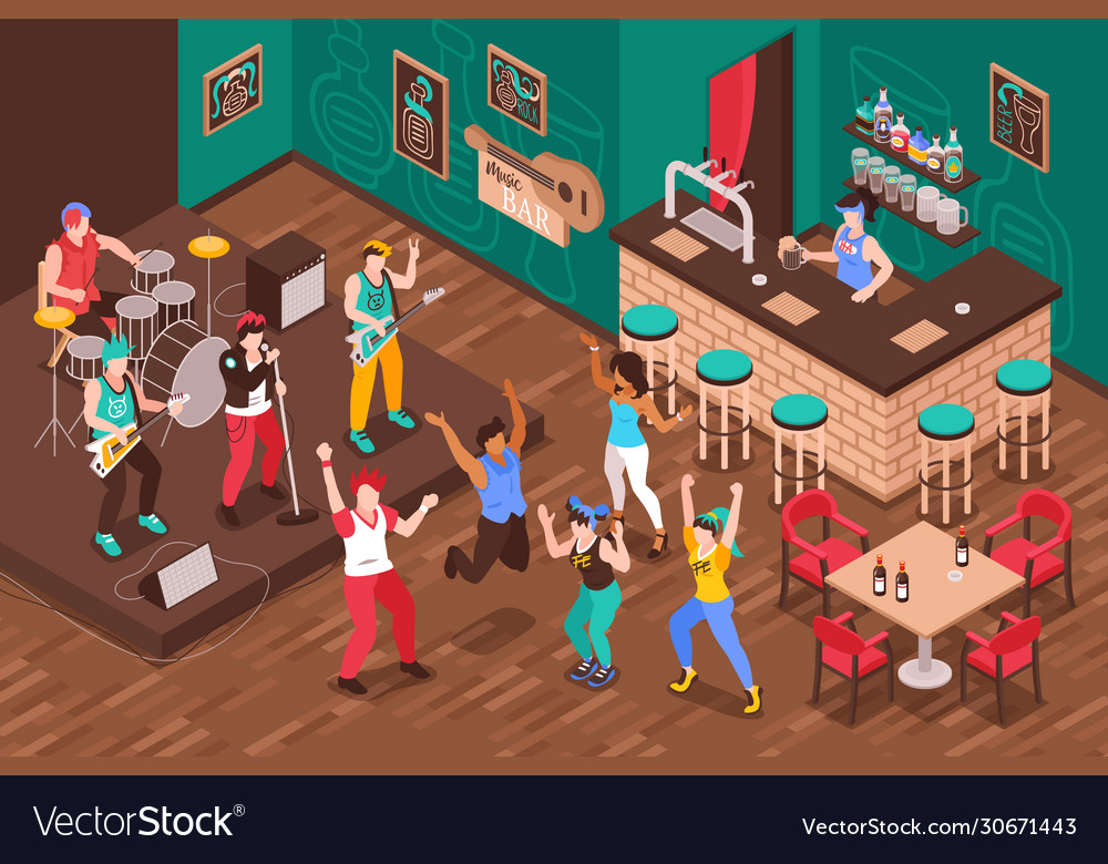 Music bar isometric Royalty Free Vector Image - VectorStock