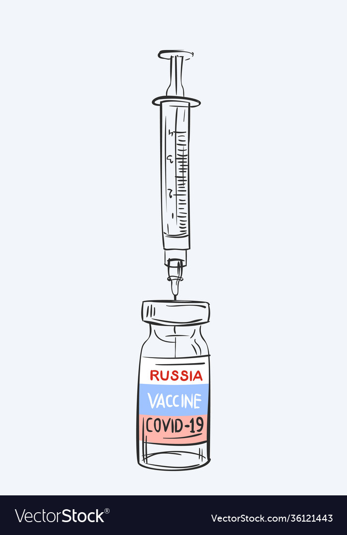 Russia coronavirus vaccine drawing hand drawn vector image
