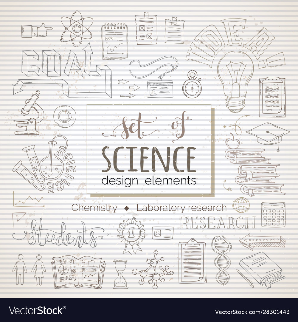 Set science design elements and icons Royalty Free Vector