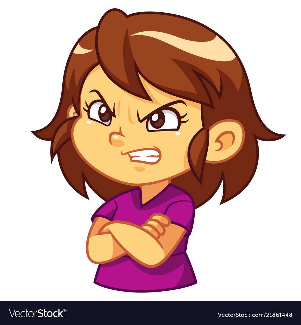 Angry Girl Expression Royalty Free Vector Image 