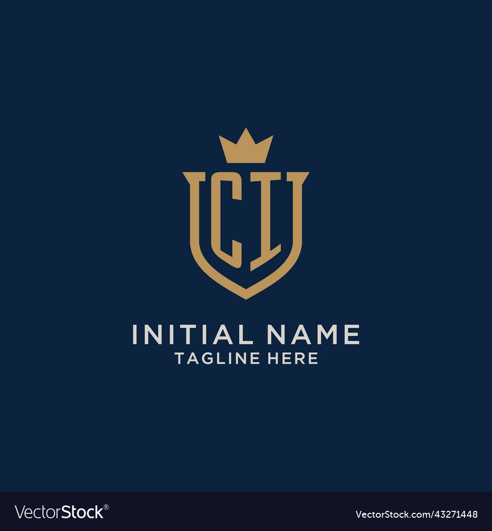 Ci initial shield crown logo Royalty Free Vector Image