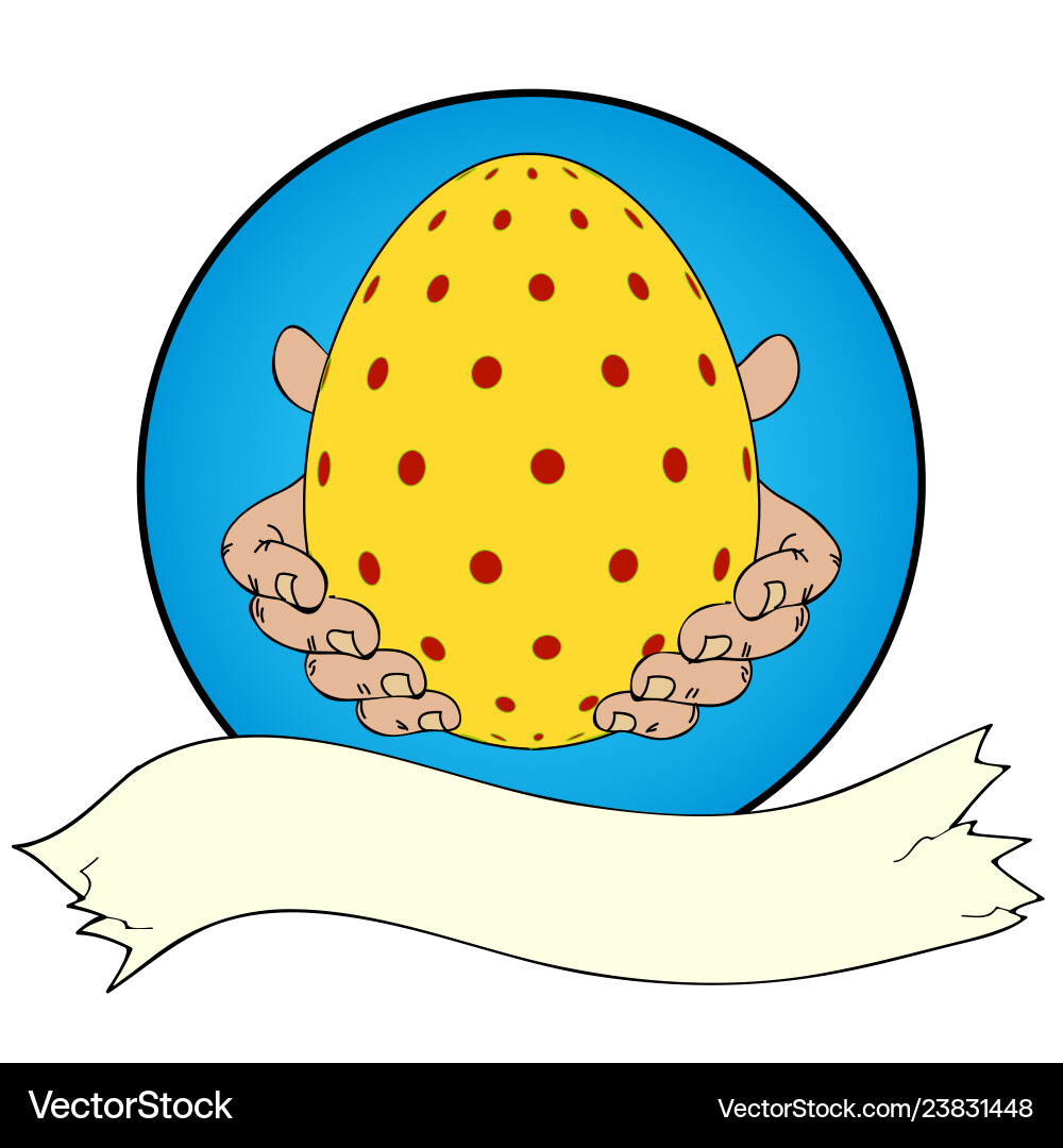Easter Egg And Hands Border And Banner Hand Drawn Vector Image