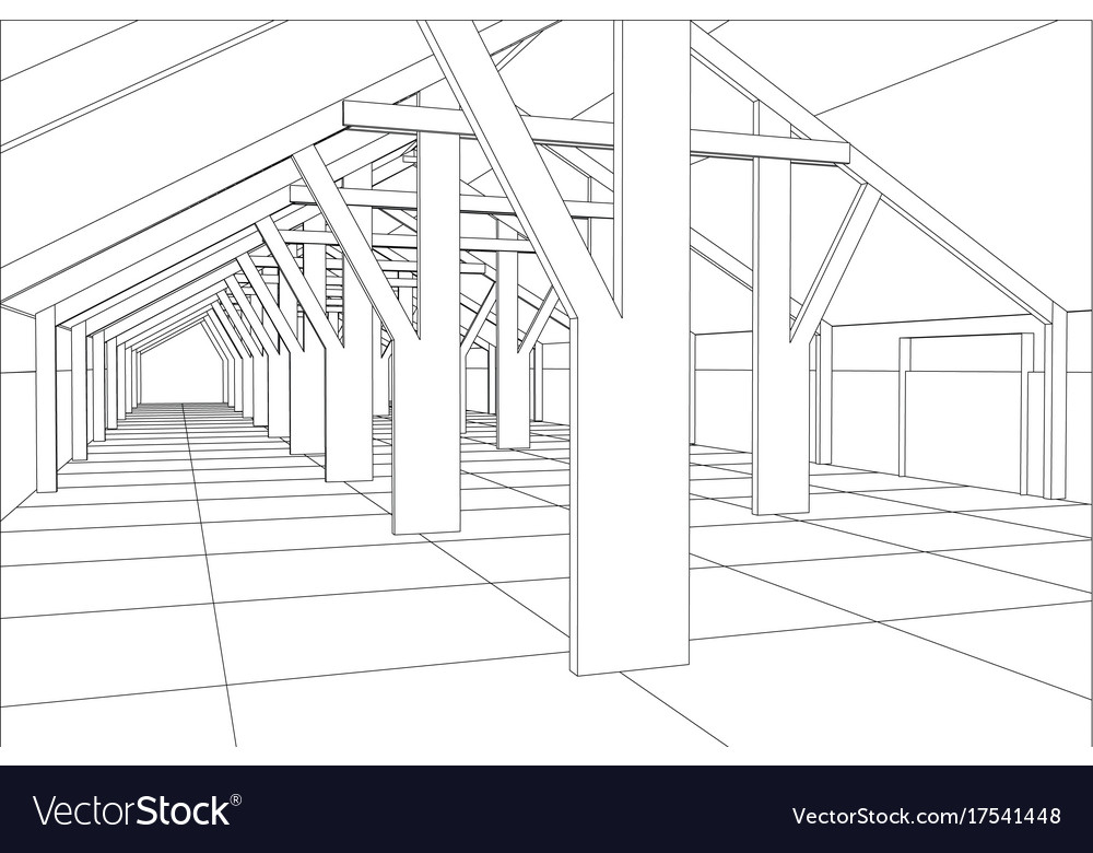 industrial building wireframe for abstract vector image