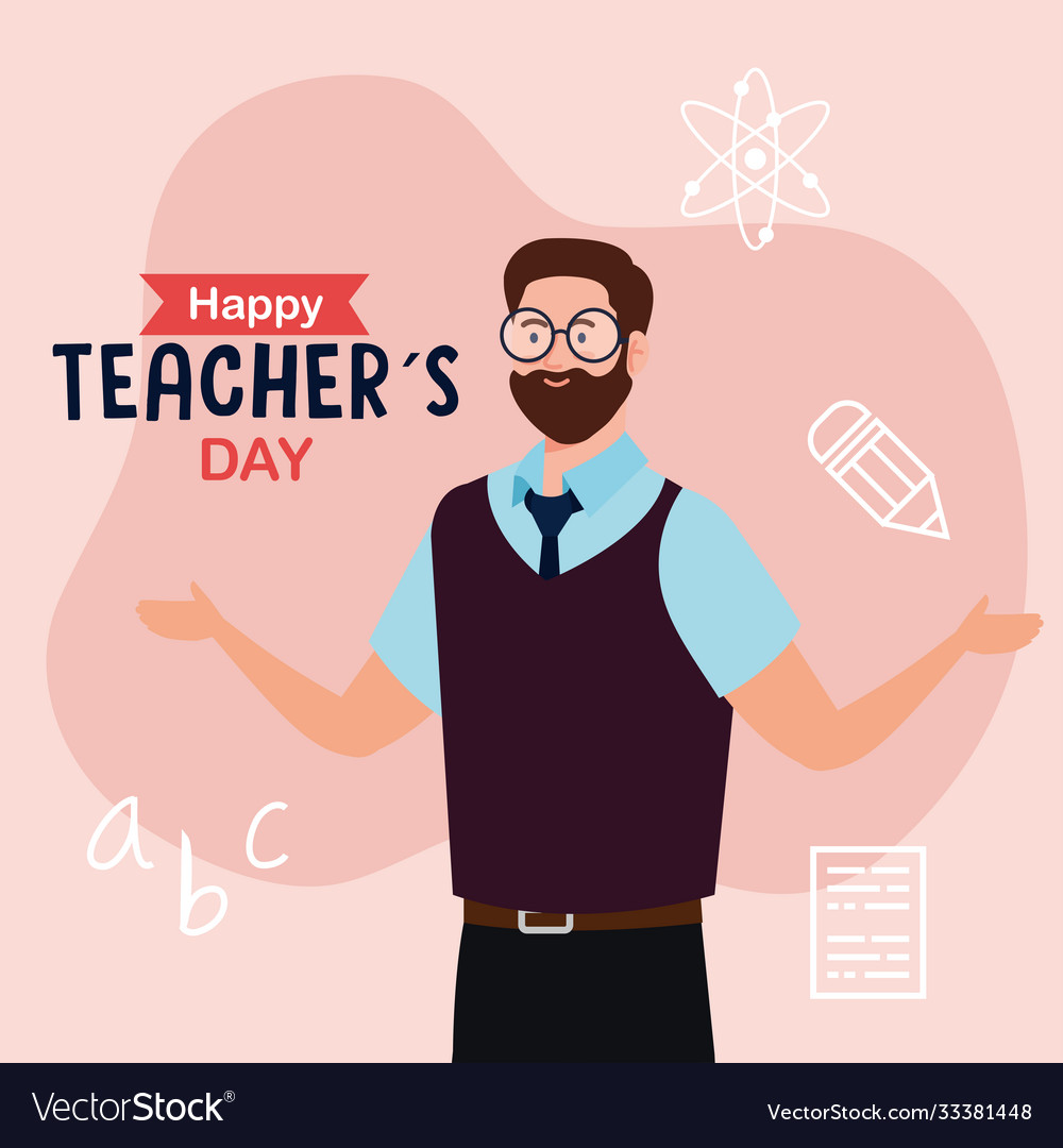 Man teacher happy teachers day design Royalty Free Vector