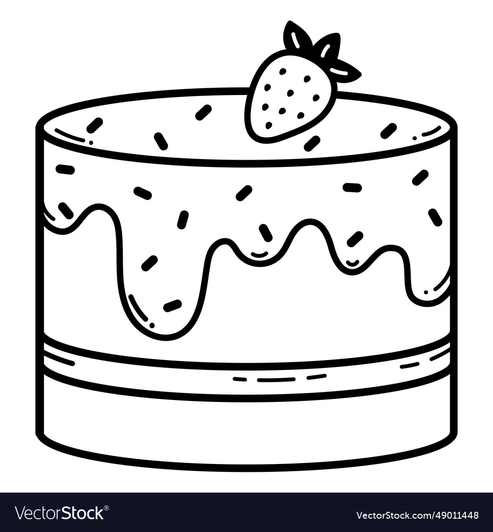 Strawberry cake stroke Royalty Free Vector Image