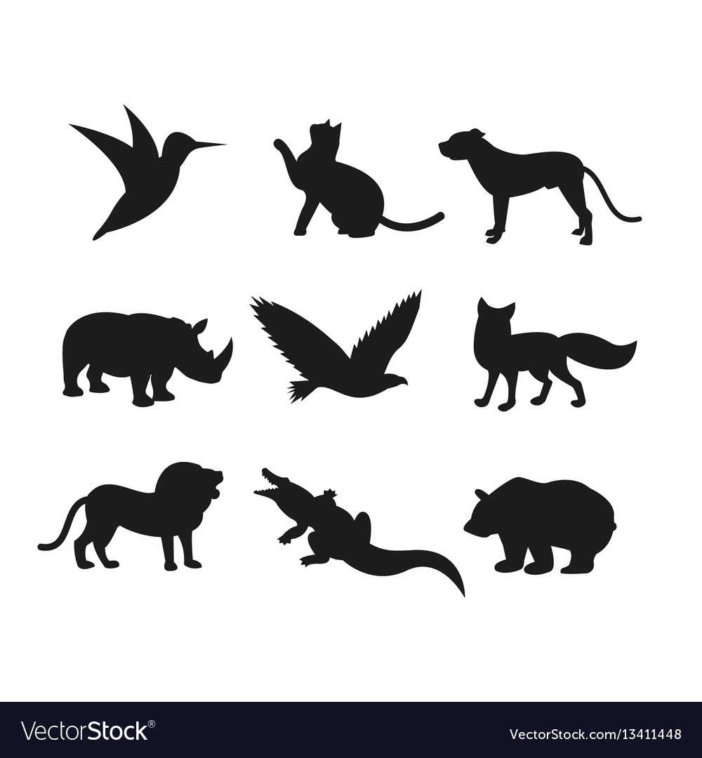 Wild animals jungle pets logo silhouette Vector Image Wild animals jungle pets logo silhouette Vector Image