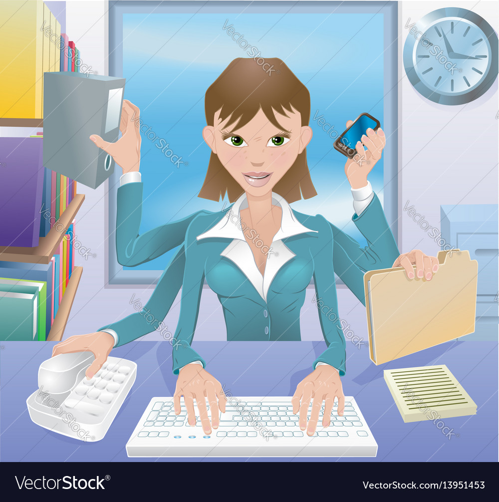 Business woman multitasking Royalty Free Vector Image