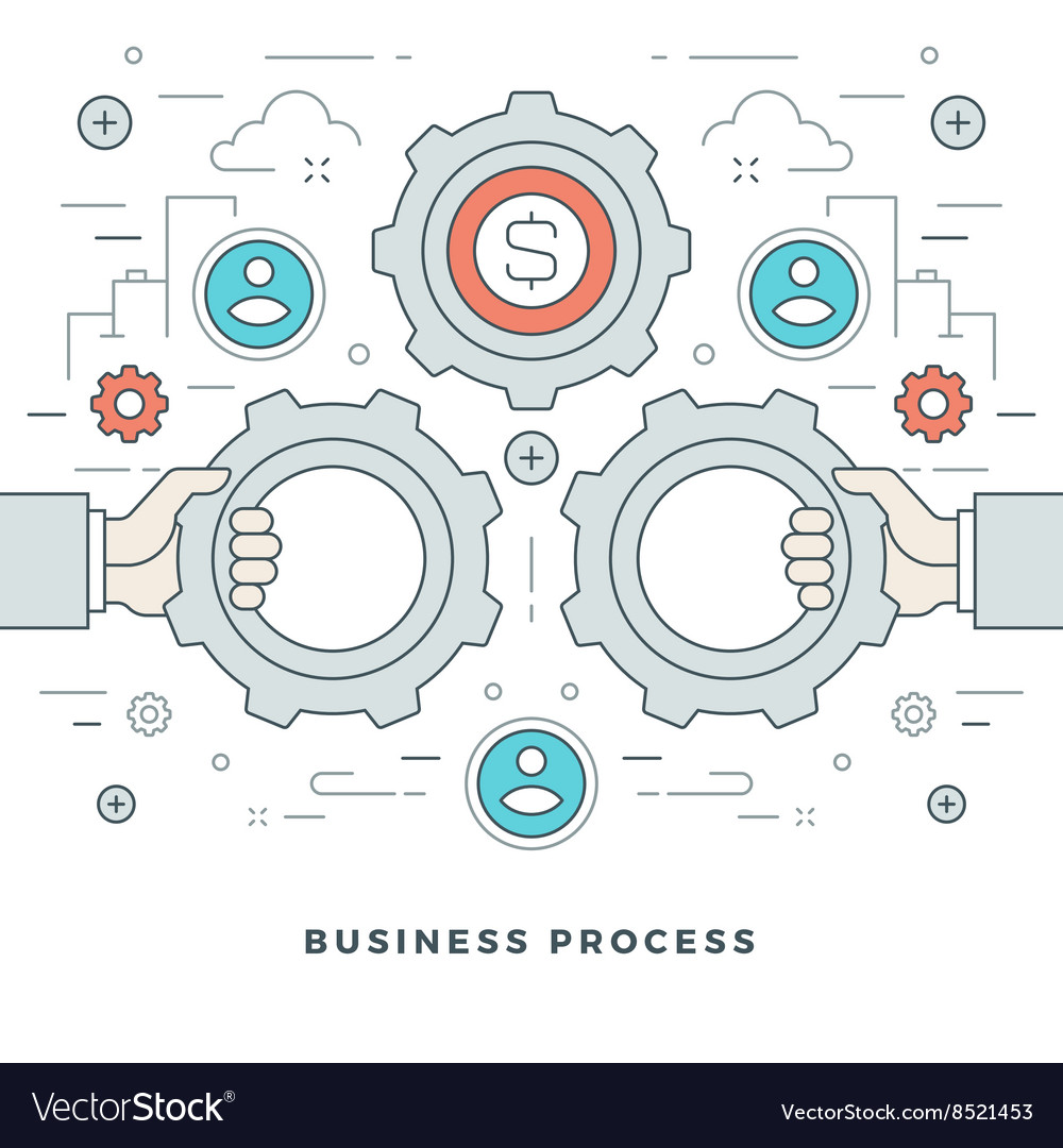 Flat line business process concept