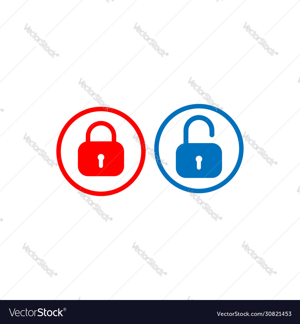 Lock and unlock button design template padlock Vector Image