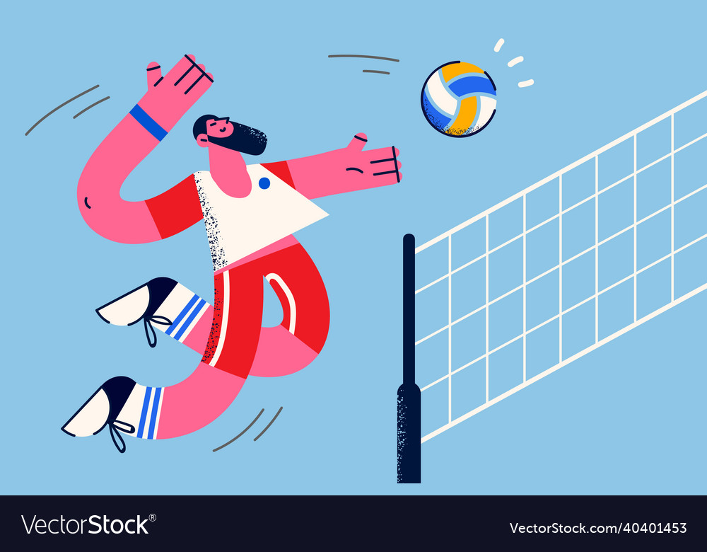 Man in sportswear play volleyball gym Royalty Free Vector