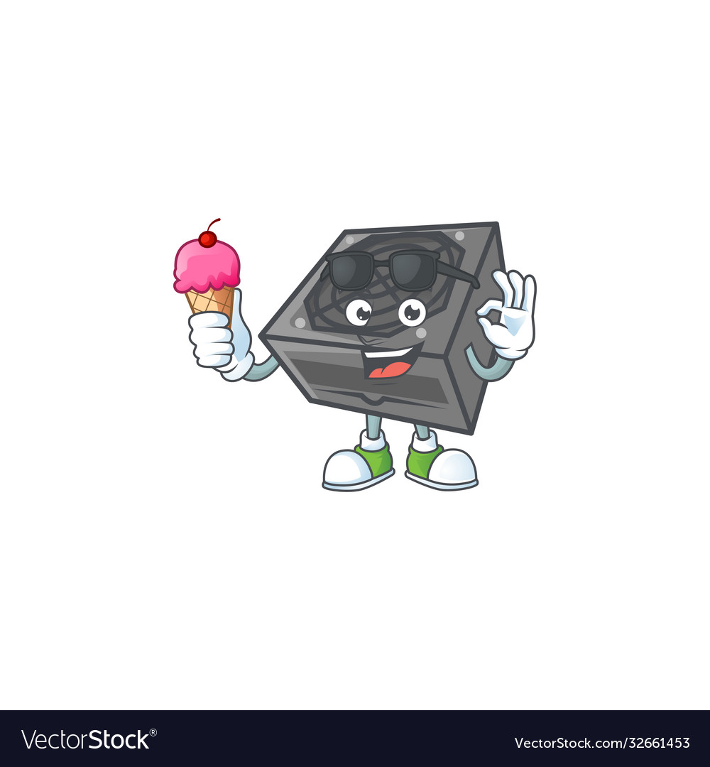 Power supply unit black color mascot cartoon Vector Image